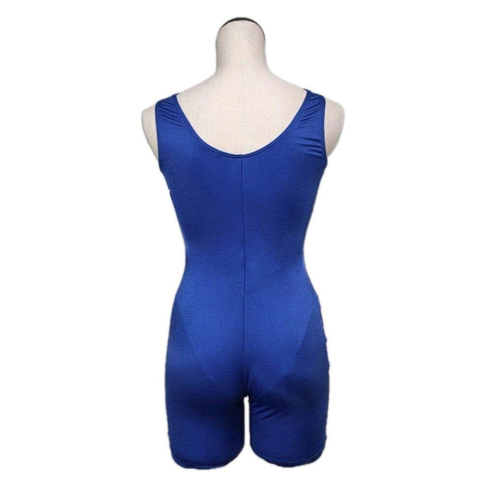 GK Elite VTG 90s Blue Snowflake Bling Logo Biketard Unitard Dance AXL Adult XL - Picture 7 of 16